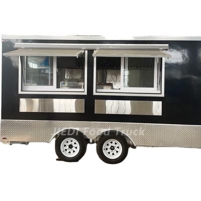 China Customized popular square food trailer JIEDI food truck with stainless steel workbench for selling fast food trailer food tour show truck for sale