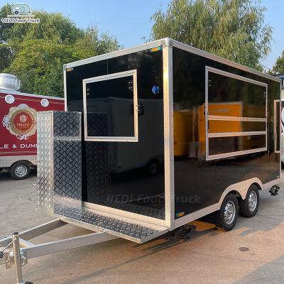 China Small Retro Mini Square Portable Solar Snack Trailer JIEDI Mobile Portable Snack Food Truck Grill Trailer With Full Kitchen For Sale In Dubai for sale