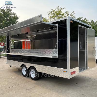 China Extraordinary square food trailer JIEDI 5m square food trailer with folding window for BBQ fast food supply vendor for sale for sale