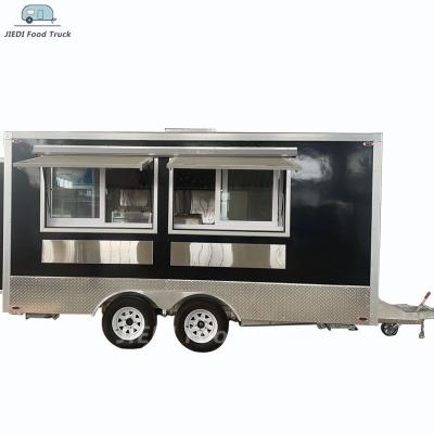 China Square Mobile Food Trucks Kiosk Trailer Square Food Trailer JIEDI Food Supply Cart For BBQ Fast Food For Sale for sale