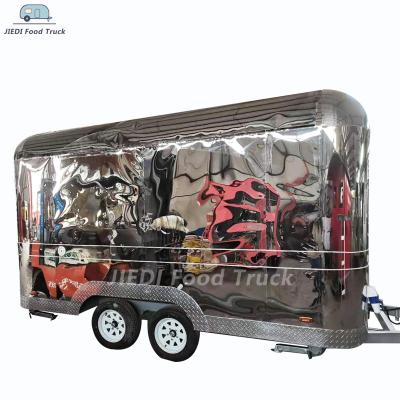 China Processing Factory JIEDI New Mobile Food Cart Stainless Steel Ice Cream Barbecue Food Truck Turkey Airstream Vegetable Trailer for sale