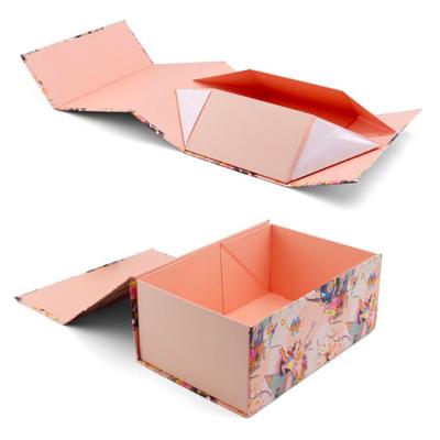 China Recyclable Paper Box Custom Printed Big Pink Magnet Gift Box Custom Magnetic Closure Box for sale