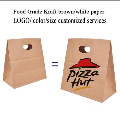 China Disposable Custom Logo Print Packaging Takeaway Fast Food Wrapping Paper Bag With Handle for sale