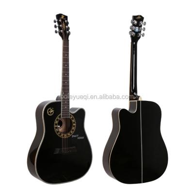 China Basswood 41 Inch 6 String Cut Acoustic Guitar Linden Wood With Black Gloss Finish for sale