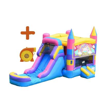 China Cheap Bounce Party Rental Company Combo Jumping Castles Bounce House With Inflatable Water Slide Unicorn Bouncer for sale