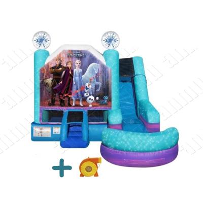 China Plato PVC Tarpaulin Frozen 6 In 1 Bouncer Inflatable Castle Slide Wet Or Dry Combo Inflatable Slide Supplier for sale