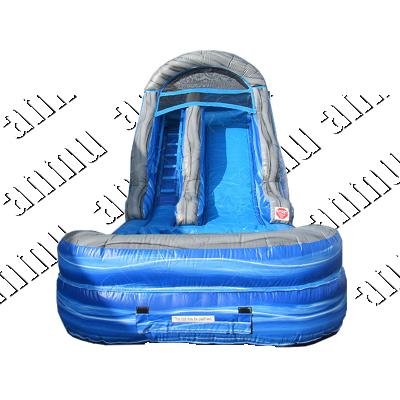 China PVC Gray And Blue Inflatable Marble Inflatable Water Slide Inflatable Wet Slide for sale