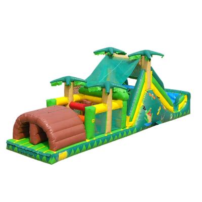 China Party Rental Business Customized Kids Jumping Course Inflatable Jungle Castle Bounce House Fighter Themed Play Zone For Kids for sale