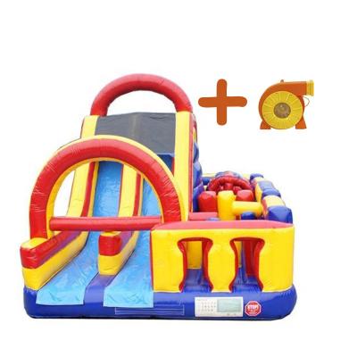 China Party Rental Business Cheap Price Commercial Fun Game Customize Inflatable Obstacle Course Castle Bouncy Ground Slide for sale