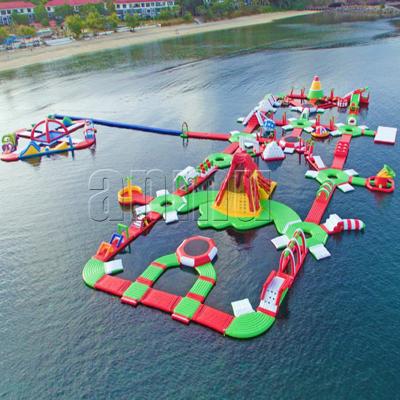 China Inflatable Sport Giant Playground Obstacle Course Party Rental Company Commercial Grade 0.9mm PVC Material Water Floating Water Park for sale