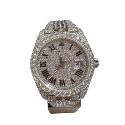 China Luxury Fashion Bling Auto Date 2022 Iced Out Waterproof VVS Moissanite Diamond Watch For Men Women for sale