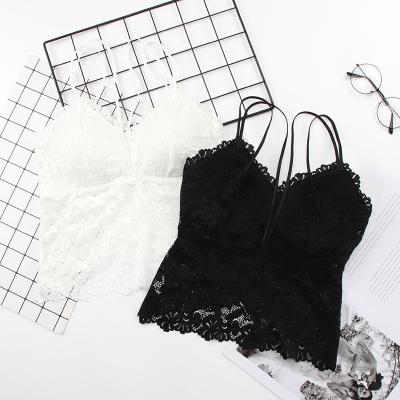 China High Quality Breathable Women Summer Tank Top Bra Lace Up Bralette Hollow Out Tank Crop Top Ladies Bra for sale