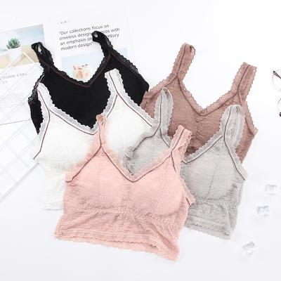 China Lace Yoga Seamless Vest Woman Breathable Soft Padded Push Up Wireless Bra for sale