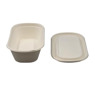 China Recycled Materials 1000ml Disposable Paper Single Grid Lunch Box Take Out Pulp Food Container Pulp Dish for sale