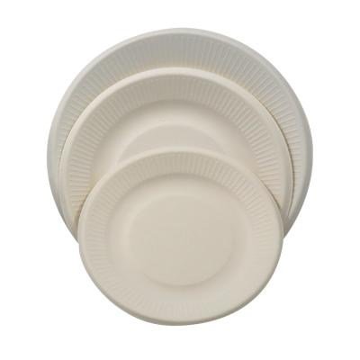 China 7 Inch Green Paper Biodegradable Wholesale White Disposable Dish Set for sale