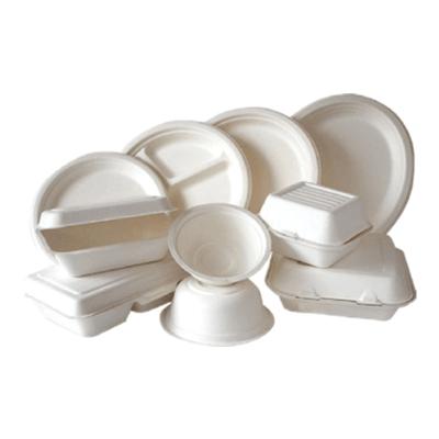 China Biodegradable Recycle Desktop Paper Pulp Mache Plate&Bowl Box Biodegradable Food Container Microwave Baking Stores for sale