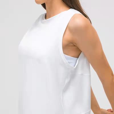 China New Breathable Loose Sports Invest Women Frosted Nude Quilting Fitness Running Yoga Top for sale