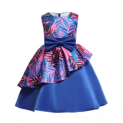 China Anti-wrinkle girls' dresses, children's princess dresses, irregular print girl's dresses for sale