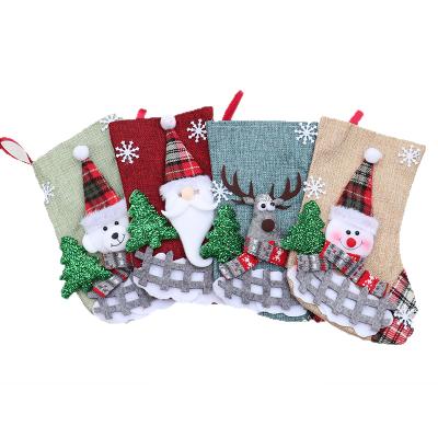 China Santa Claus Christmas Candy Gift Bag Decoration Props Santa Claus Elk Socks Medium Gift Christmas Socks Decoration for sale