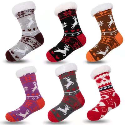 China Winter Warm Cashmere Floor Socks Snow Socks Plush Warm Medium Tube Non Slip Socks for sale