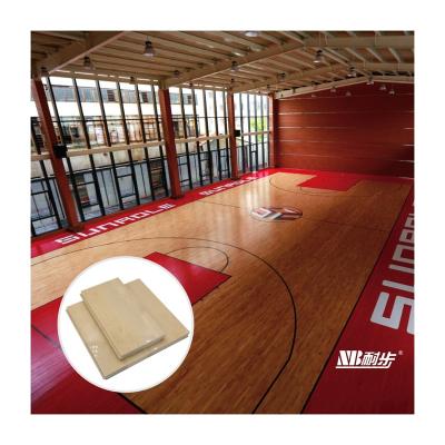 China Indoor Sports Court Economic Flooring Birch Panel T&G Connection 95 Gloss Varnish Solid Wood Sports Floor Top Plank for sale