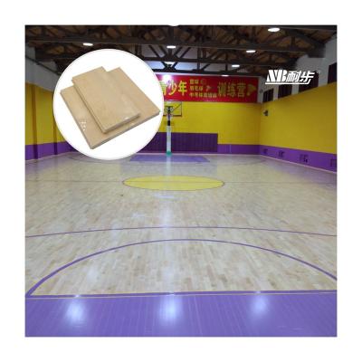 China Hot Sale 95 Indoor Sports Court Flooring Gloss Varnish Wood Sports Flooring Birch Plank Top Connection T&G Wood Flooring for sale