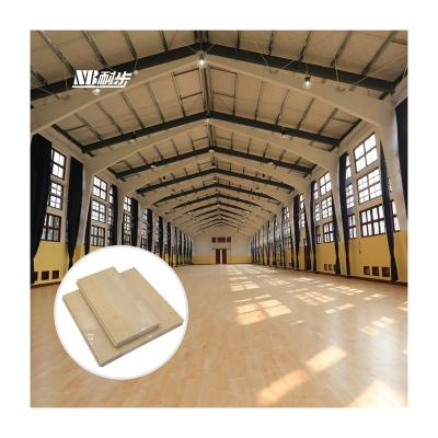 China Indoor Sports Court Floor Good Shock Absorption Board Birch Wood Badminton Sports UV Varnished Top Flooring Factory Supply for sale