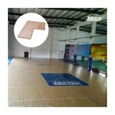 China China Supply Indoor Sports Flooring FIBA ​​3-Layers Rubberwood T&G Connection Wood Laminate Flooring for sale