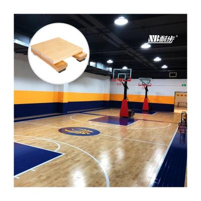 China Indoor Sports Court Flooring High Gloss Lacquered Sports Flooring FIBA ​​Fixed Maple Flooring Futsal Court Flooring for sale