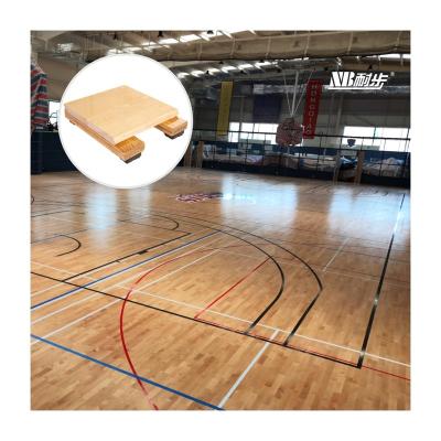 China High Quality Indoor Sports Court Flooring FIBA ​​Hockey Fixed High Gloss Lacquered Sports Volleyball Court Flooring Maple Flooring for sale