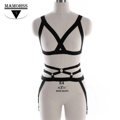 China Hot Erotic Body Nylon Body Harness Women BrasThongs Strappy Bondage for sale