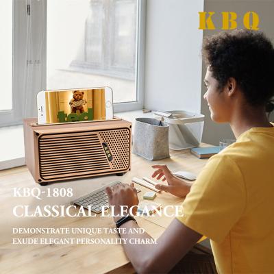 China KBQ-1808 new wireless speaker wooden card player FM radio audio for sale