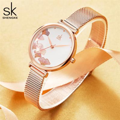 China Luxury Women's K0139L Rose Gold Bracelet Watches Fancy Watch Water Resistant SHENGKE Temperature Watches Women New Trending Handwatch for sale