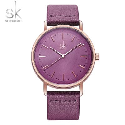 China SHENGKE Elegant Water Resistant Woman Watches Logo Custom Watch Purple Color 40mm Woman Watches K8065 Reloj Para Mujer for sale