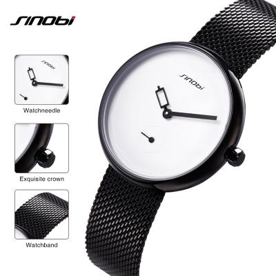 China SINOBI Women's Wrist Watch S9719L Black Minimalist Lady Watch Hollow Out Indicator Dropshipping Hand Watch for sale