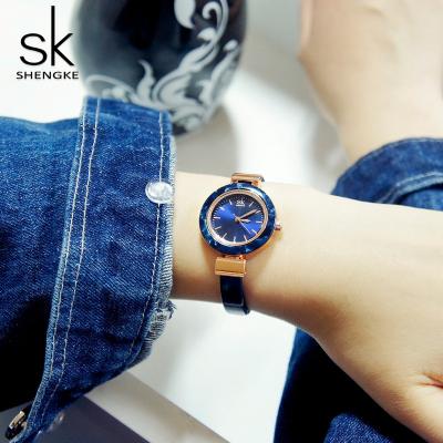 China SHENGKE Gorgeous Rattrapante Strap Watch For Female Marbling Ceramic Look Plastic Watch Bezel K0070L for sale