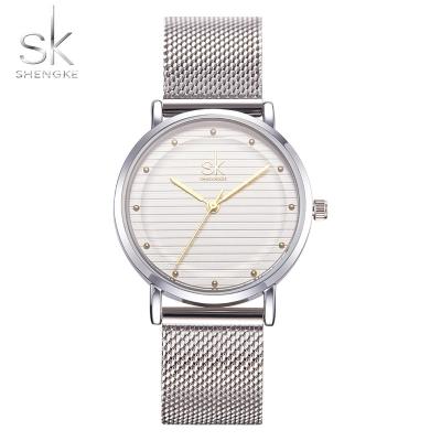 China Water Resistant SHENGKE Elegant Lady Watch Stainless Steel Silver Watches K0049L Alloy Case for sale