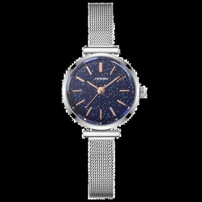 China SINOBI Water Resistant Elegant Starry Sky Watch For Ladies Quartz Watches Steel Mesh Band Small Alloy Wristwatch S9803L for sale