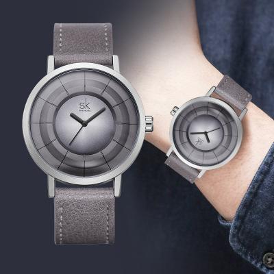 China SHENGKE Dropshipping Men's Blue Gray Black Leather Watches Luxury Men's Sport Rome Watches Gift Christmas for sale