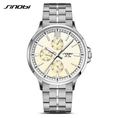 China SINOBI Day/Date Business Men's Watch Top 316L Stainless Steel Case And Band Calendar Date Week Watch Japanese Quartz 1126G Movement for sale