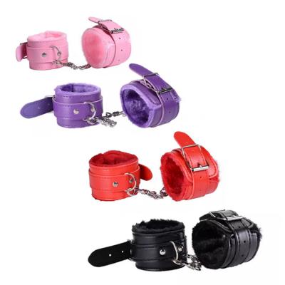 China Or furry plush handcuffs sex leather hand slaps adult erotic toys bdsm restraint shackles devices SM bondage handcuff for sale