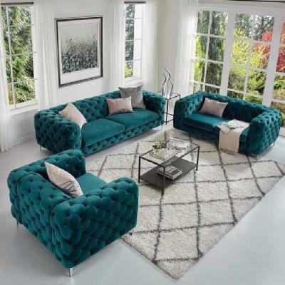 China Modern Luxury Green Convertible Sofa De Canto Tufted Velvet Sectionals Sofa Fabric Set Furniture Chesterfield Living Room Sofas Cama for sale