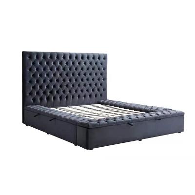 China Storage Customized Tufted Soft Upholstered Queen / King Size Velvet Bed Frame With Storage for sale