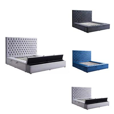 China Storage Customized Modern Tufted Upholstered Velvet Storage Q Size / King Size Bed Frame Furniture for sale