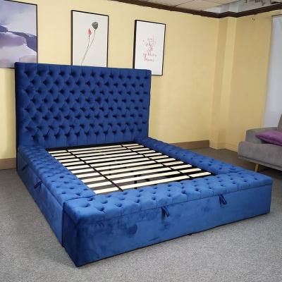 China (Size) Modern Double Bed Bedroom Ideas Queen Size Upholstered Platform Bed Adjustable Luxury Design With Storage for sale