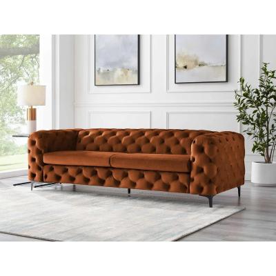 China New Design Convertible Modern Luxury Couch Living Room Orange Chesterfield Velvet Sofa Set Furniture For Living Room Sofa for sale