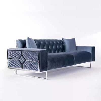 China Modern Sofa Sets Upholstered Lounge Stainless Steel Sofas American Design Tufted Luxury Home Lounge Chair Couch Lounge Sofas for sale