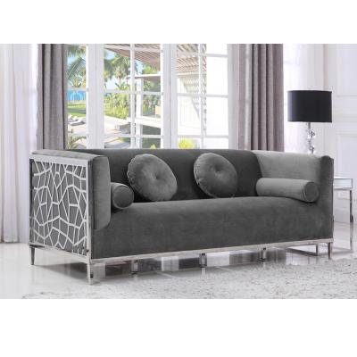 China Modern Sofa Set Modern Luxury Contemporary Stainless Steel Tufted Sofa Room Sofa Gray Fabric Upholstered Furniture Living European for sale