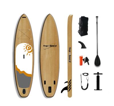 China Unisex Pet Friendly Lightweight Inflatable Stand Up Paddle Board SUP Paddleboard Wood Grain Youth and Adult Standing Boat for sale