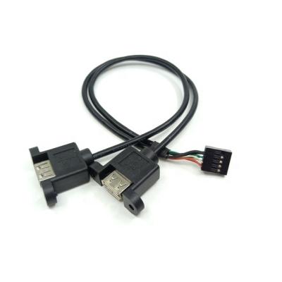 China Panel Mount USB 10 Pin Motherboard Female Header To Dual USB 2.0 Y Slot Cable for sale